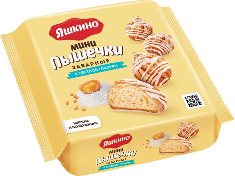 Мини-пышечки «Яшкино» заварные в светлой глазури, 240 г Мини-пышечки «Яшкино» заварные в светлой глазури, 240 г