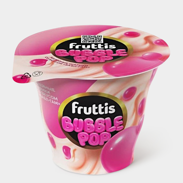 Йогурт 4.4% «Fruttis» со вкусом бабл-гам и желейными шариками, 180 г