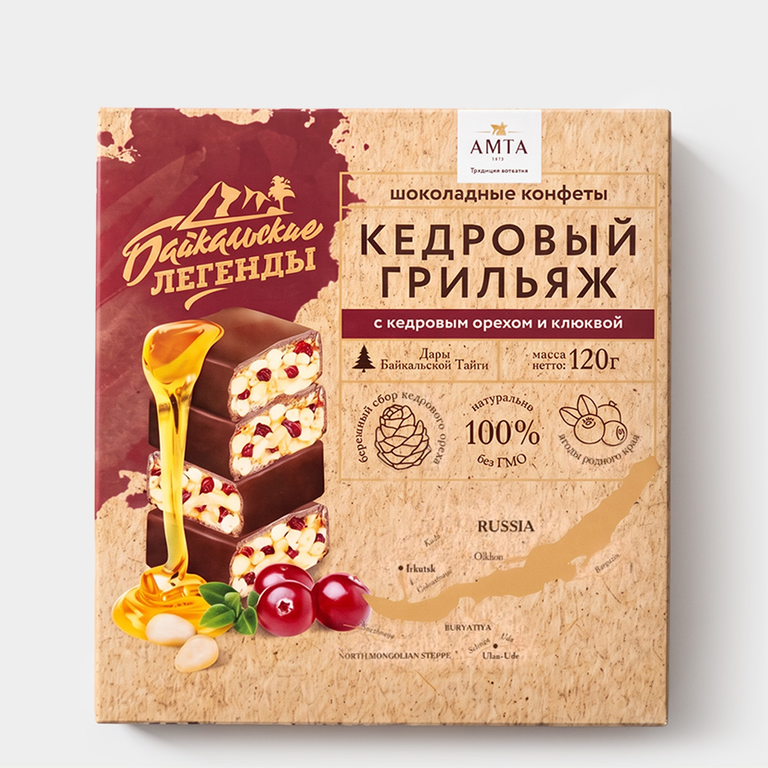 Конфеты «Байкальские Легенды» с кедровым орехом и клюквой в шоколаде, 120 г Конфеты «Байкальские Легенды» с кедровым орехом и клюквой в шоколаде, 120 г