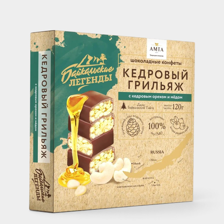 Конфеты «Байкальские Легенды» с кедровым орехом и медом, 120 г Конфеты «Байкальские Легенды» с кедровым орехом и медом, 120 г