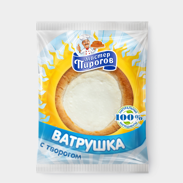 Ватрушка «Мастер Пирогов» с творогом, 100 г Ватрушка «Мастер Пирогов» с творогом, 100 г
